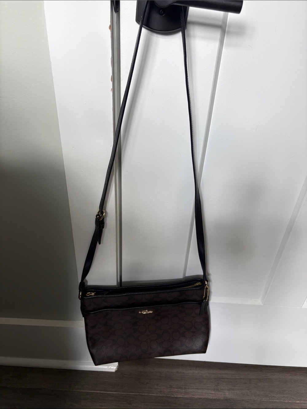 Coach Brown and Black Signature Crossbody Messenger
